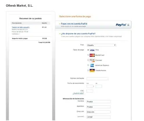 Tarjetas PayPal