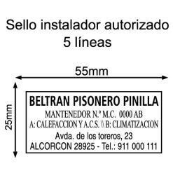 Sello para instalador autrizado, 5 líneas