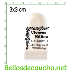 Sello manual 3x3 cm modelo cuadrado madera