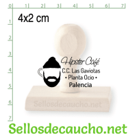Sello manual 4x2 cm modelo horizontal madera