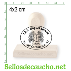 Sello manual 4x3 cm modelo horizontal madera