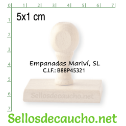 Sello manual 5x1 cm modelo horizontal madera