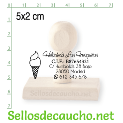 Sello manual 5x2 cm modelo horizontal madera