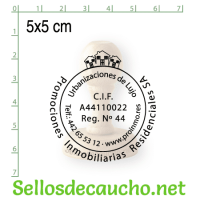 Sello manual 5x5 cm modelo redondo madera