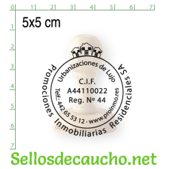 Sello manual 5x5 cm modelo redondo madera