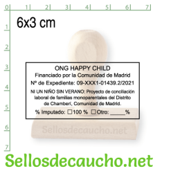 Sello manual 6x3 cm modelo horizontal madera
