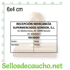 Sello manual 6x4 cm modelo horizontal madera