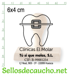 Sello manual 6x4 cm modelo vertical madera