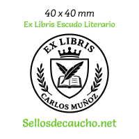 ExLibris Escudo Literario 4x4cm Diseño