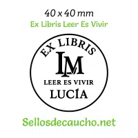 ExLibris Leer Es Vivir 4x4cm Diseño