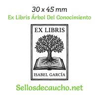 ExLibris Árbol Del Conocimiento 3x4.5cm Diseño