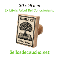 ExLibris Árbol Del Conocimiento 3x4.5cm Sello