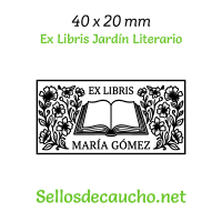 ExLibris Jardín Literario 4x2cm Diseño