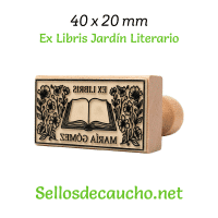 ExLibris Jardín Literario 4x2cm Sello